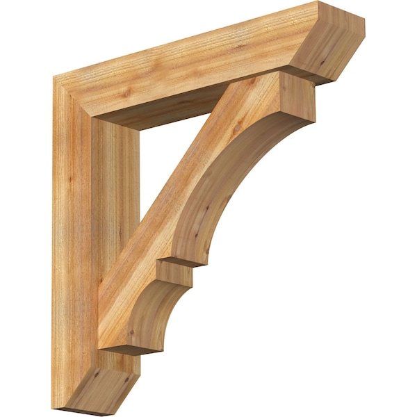 Ekena Millwork Balboa Slat Rough Sawn Bracket w/ Offset Brace, Western Red Cedar, 8"W x 38"D x 38"H BKT0806X38X38BOA06RWR - main